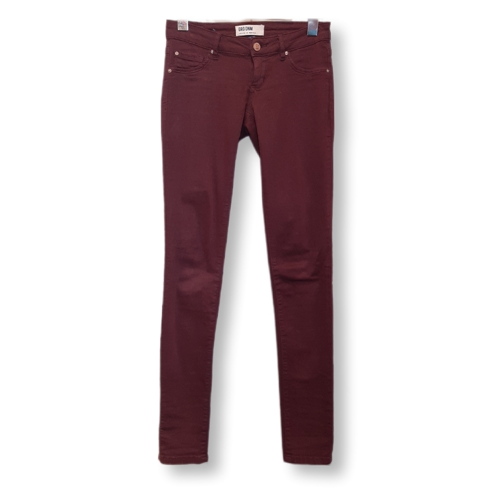 Garage Denim Skinny Denim Jeggings Burgundy Wine Low Rise Stretch Womens Size 0